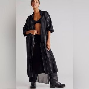 Free People Black Striped Blouse